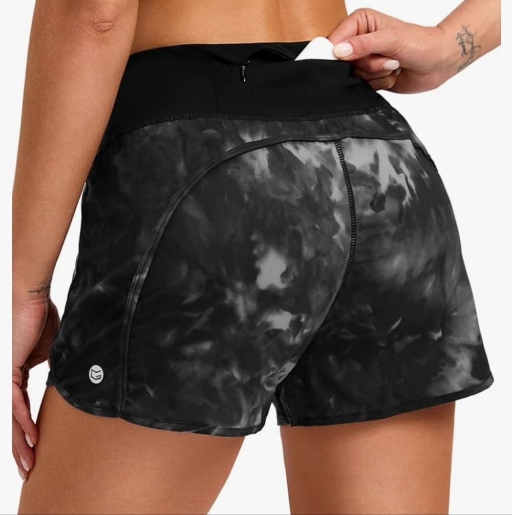 G Gradual Black Tie-Die With Mesh Liner 3" Workout Athletic Shorts - Size Small